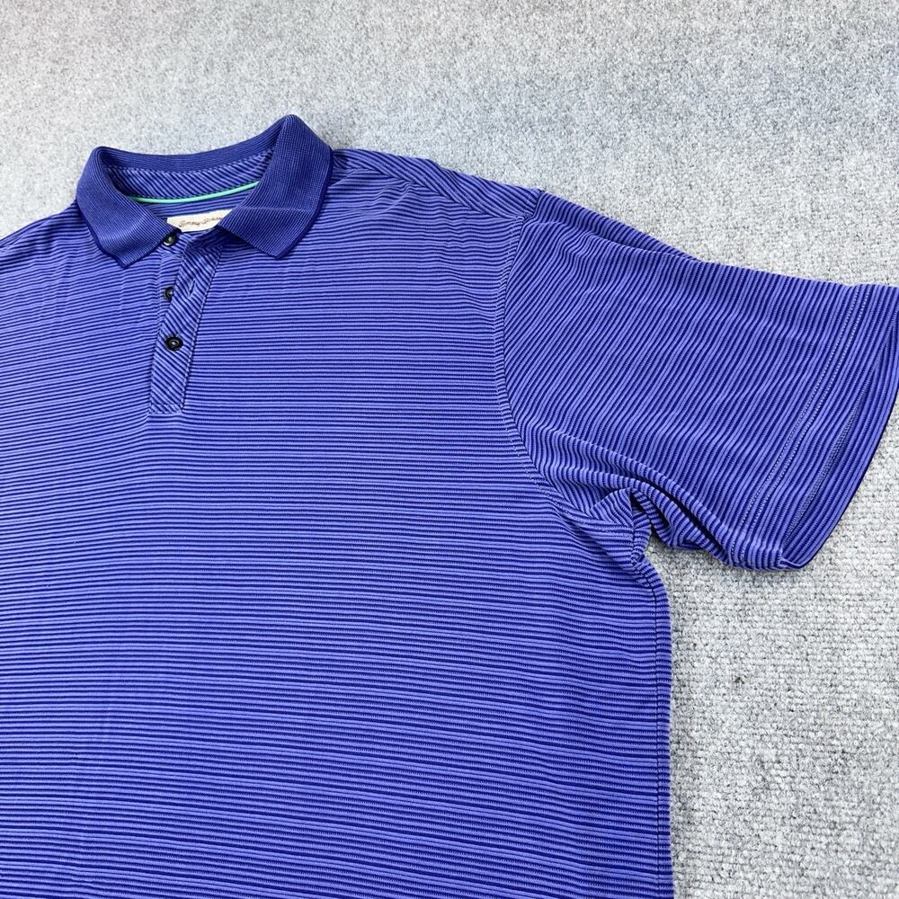 Tommy Bahama Polo Shirt Mens 2XL Blue Striped Modal Blend Golf Resort Relaxed - Picture 1 of 6
